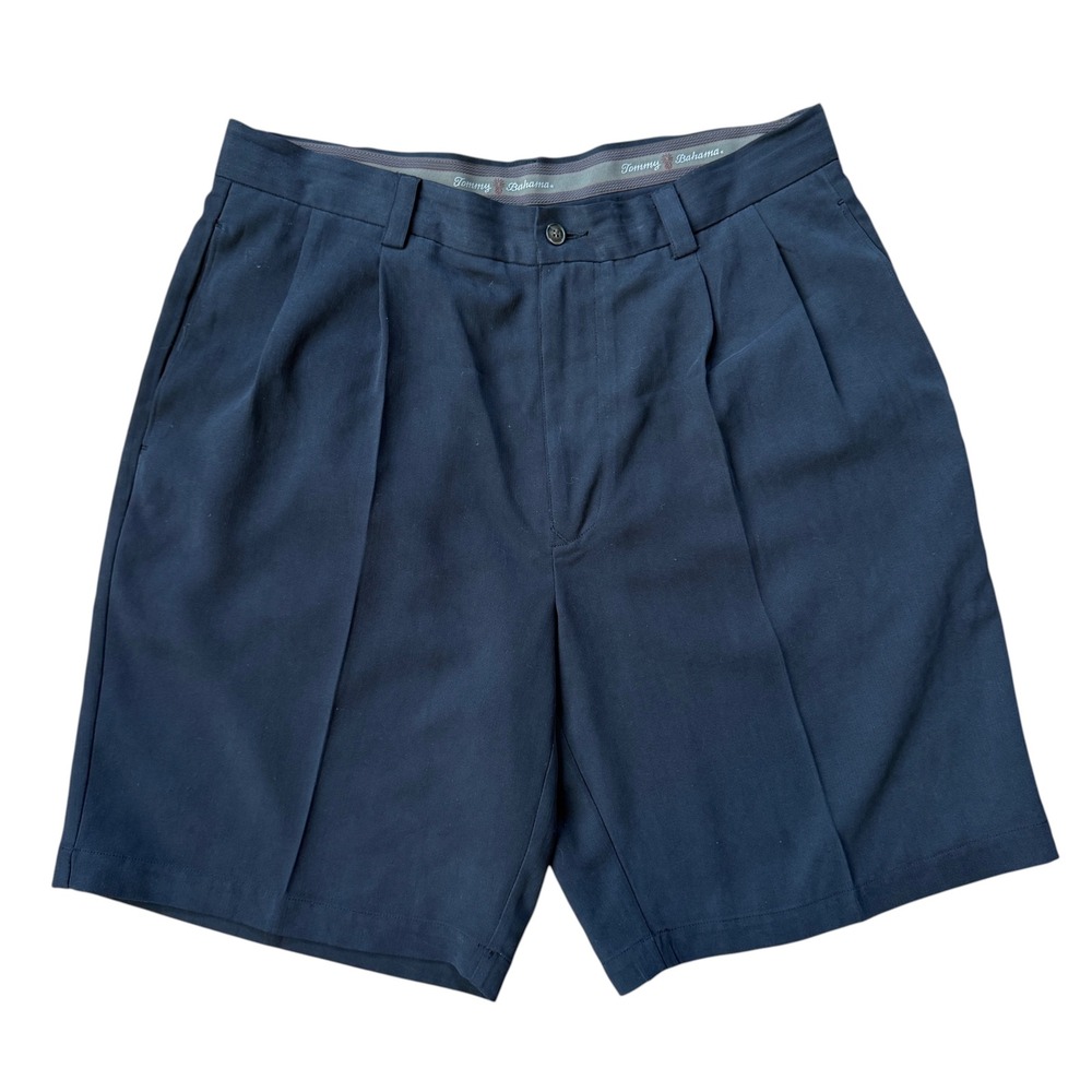 Tommy Bahama Mens 34 Shorts 100% Silk Pleated Black Luxury Island Casual